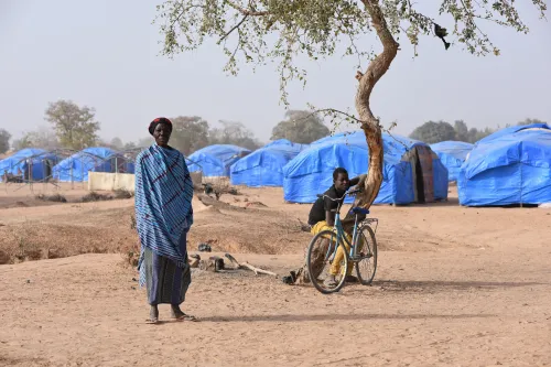 Displaced people are seen in the camp build by the German NGO Help in Pissila, Burkina Faso January 24, 2020. Picture taken January 24, 2020. REUTERS/Anne Mimault