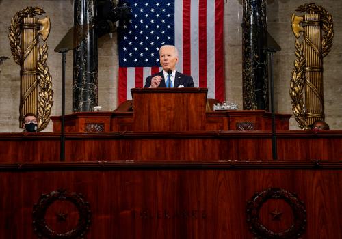 U.S. President Joe Biden addresses to a joint session of Congress in the House chamber of the U.S. Capitol in Washington, U.S., April 28, 2021.  Melina Mara/Pool via REUTERS