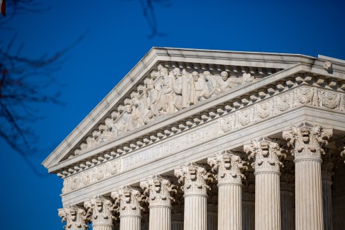 The Supreme Court is seen on January 26, 2022 as news breaks that Supreme Court Justice Stephen Breyer will announce his retirement (Photo by Bryan Olin Dozier/NurPhoto)NO USE FRANCE