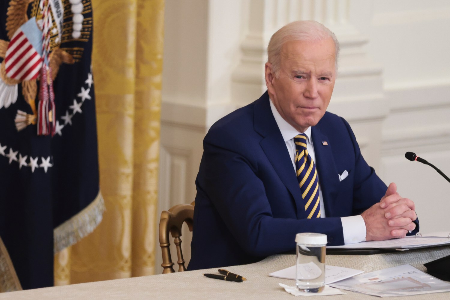 President Joe Biden speaks during a National Governors Association meeting in the East Room of the White House on January 31, 2022 in Washington, DC. (Photo by Oliver Contreras/Sipa USA)No Use Germany.