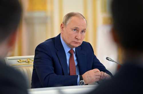 Russian President Vladimir Putin meets with members of the Delovaya Rossiya (Business Russia) All-Russian Public Organization at the Kremlin, in Moscow, Russia February 3, 2022. Sputnik/Aleksey Nikolskyi/Kremlin via REUTERS ATTENTION EDITORS - THIS IMAGE WAS PROVIDED BY A THIRD PARTY.