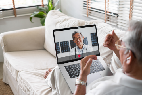 Patient having telehealth visit with doctor