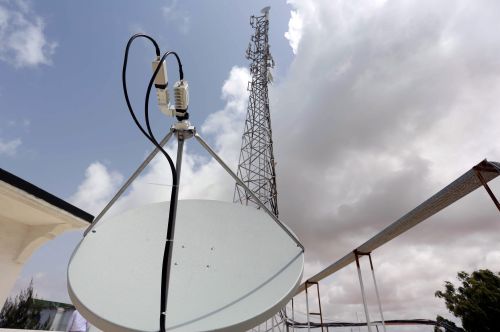 Telecom transmitter relays and antennae are seen at the Somali Optical Networks (SOON) headquarters in Mogadishu Somalia, July 12, 2017. Picture is taken July 12, 2017. REUTERS/Feisal Omar