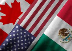 Flags of Canada, the United States, and Mexico