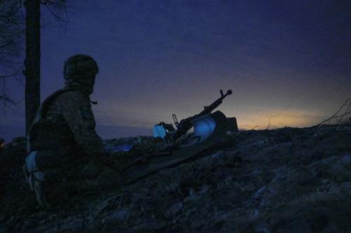 A Ukrainian serviceman is seen at positions on the outskirts of Kharkiv, Ukraine February 24, 2022. Picture taken February 24, 2022. REUTERS/Maksim Levin