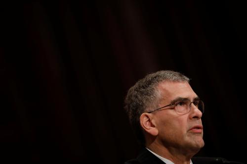 Marvin Goodfriend, nominee to join the Federal Reserve Board of Governors, speaks during a Senate Banking Committee hearing on Capitol Hill in Washington, U.S. January 23, 2018. REUTERS/Aaron P. Bernstein - RC157CF5F070