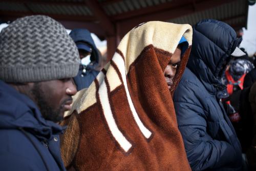 Ukrainian refugees come in Przemysl, Poland, on March 1, 2022. (Photo by Maciej Luczniewski/NurPhoto)NO USE FRANCE