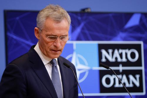NATO Secretary General Jens Stoltenberg holds a news conference on the eve of an extraordinary NATO defence ministers meeting, amid Russia's invasion of Ukraine, in Brussels, Belgium March 15, 2022. REUTERS/Johanna Geron