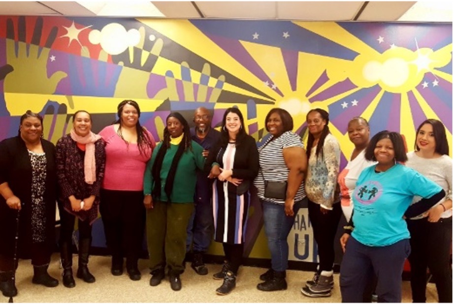 COFI parents with the Chicago city clerk at a fines and fees listening session in the South Side of Chicago.