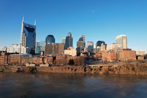 Jan 22, 2022; Nashville, Tennessee, USA; Views of downtown Nashville before an AFC Divisional playoff football game at between the Tennessee Titans and Cincinnati Bengals. Mandatory Credit: Kirby Lee-USA TODAY Sports