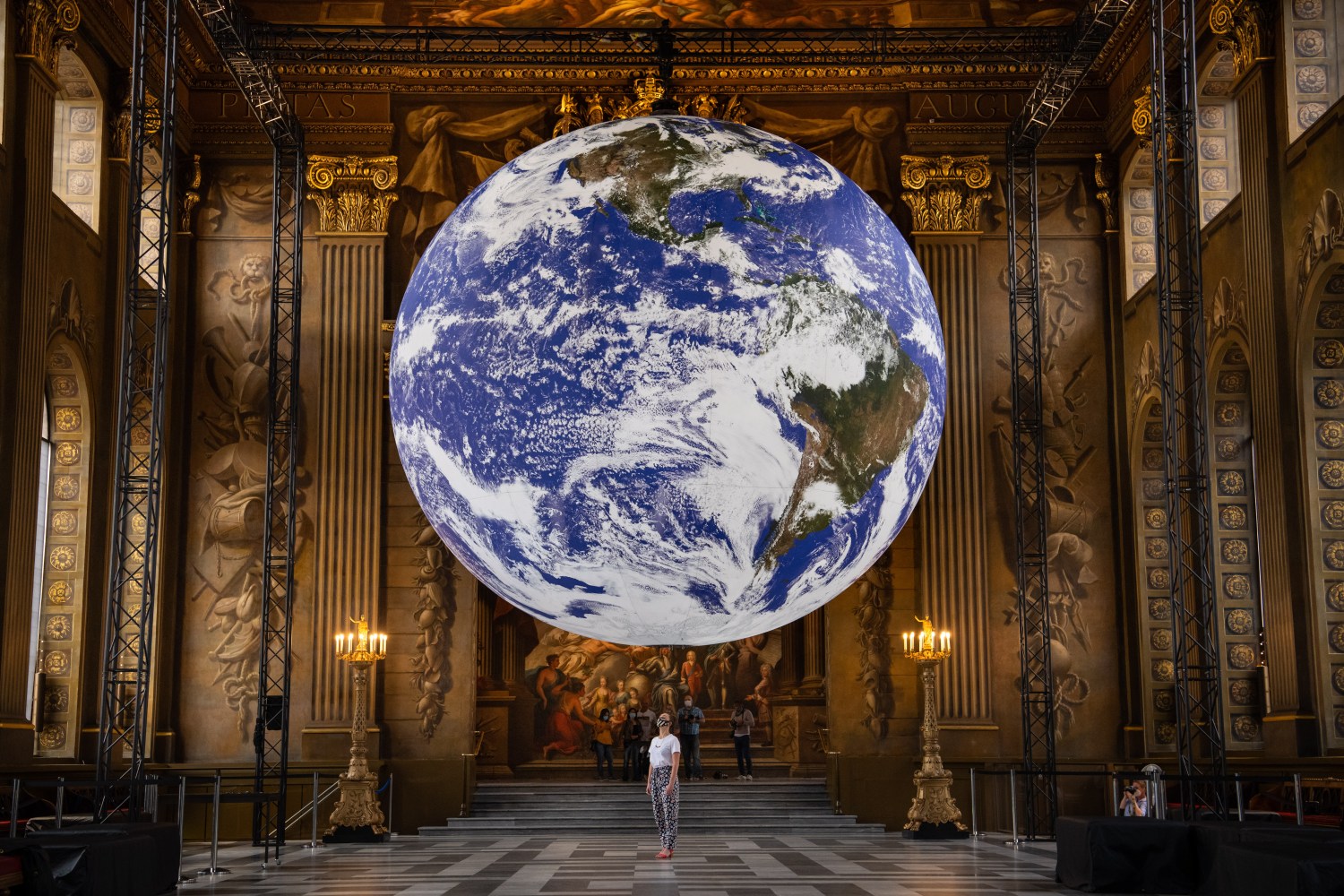 PA via ReutersLuke Jerram's artwork Gaia, a replica of planet earth created using detailed NASA imagery of the Earth's surface, goes on display in the Painted Hall of the Old Royal Naval College, Greenwich, London, as part of the 2020 Greenwich+Docklands International Festival. Picture date: Friday August 28, 2020. Photo credit should read: Matt Crossick/EmpicsNo Use UK. No Use Ireland. No Use Belgium. No Use France. No Use Germany. No Use Japan. No Use China. No Use Norway. No Use Sweden. No Use Denmark. No Use Holland