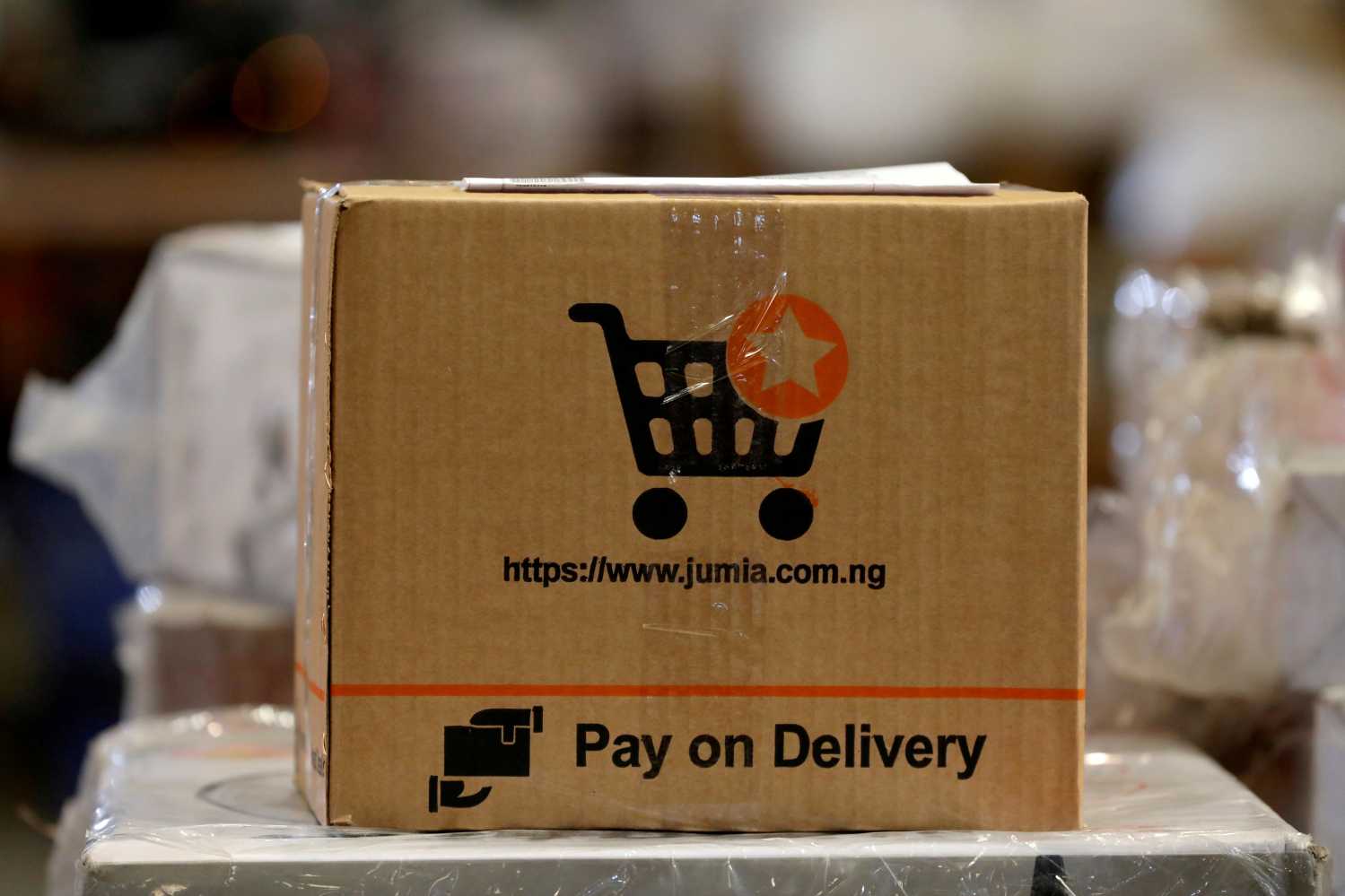 FILE PHOTO: A package set for delivery is seen at the Jumia warehouse in Lagos, Nigeria January 20, 2020. Picture taken January 20, 2020. REUTERS/Temilade Adelaja//File Photo