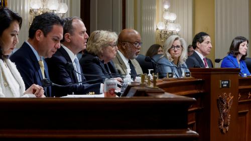 Committee Chairman U.S. Representative Bennie Thompson (D-MS) leads the U.S. House Select Committee to Investigate the January 6th Attack on the U.S. Capitol as they meet to decide whether to recommend the U.S. House to cite Trump administration officials Peter Navarro and Dan Scavino for criminal contempt of Congress, on Capitol Hill in Washington, U.S. March 28, 2022.  REUTERS/Jonathan Ernst