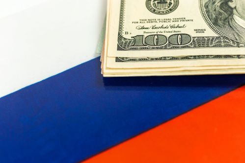 Money over the Russian flag