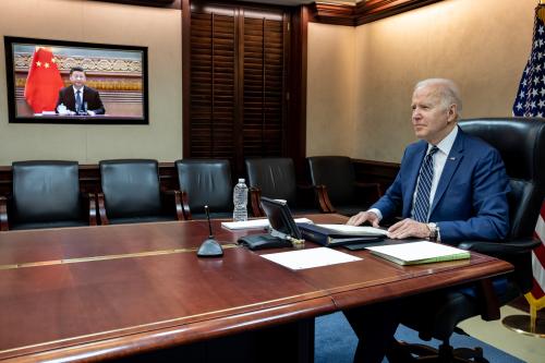 A White House handout photo shows U.S President Joe Biden spoke with Chinese President Xi Jinping via phone call Friday March 18, 2022. This call went nearly two hours, according to the White House. The White House said after the call that Biden described the implications and consequences if China provides material support to Russia.The President underscored his support for a diplomatic resolution to the crisis, the White House said. The White House said Biden and Xi agreed to maintain open lines of communication.