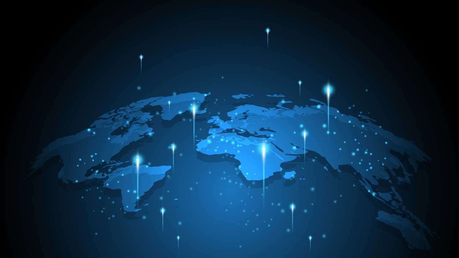 World map with multiple focal points