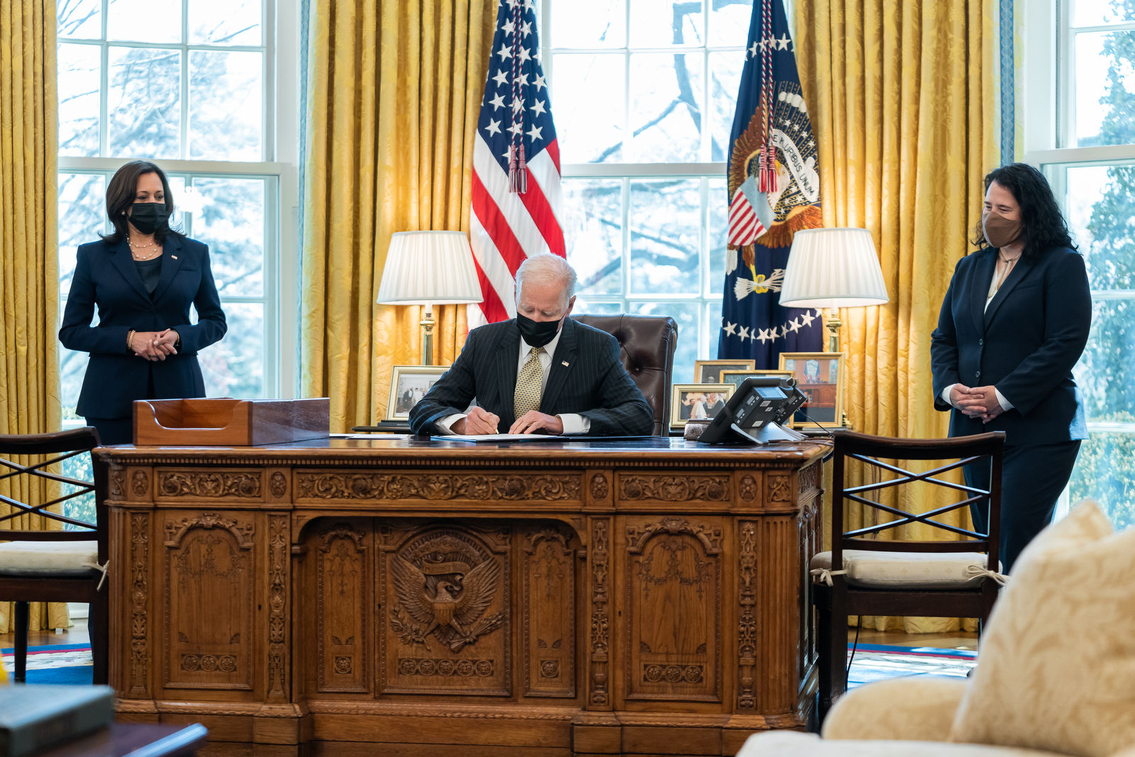 President Biden and Kamala Harris in the Oval Office