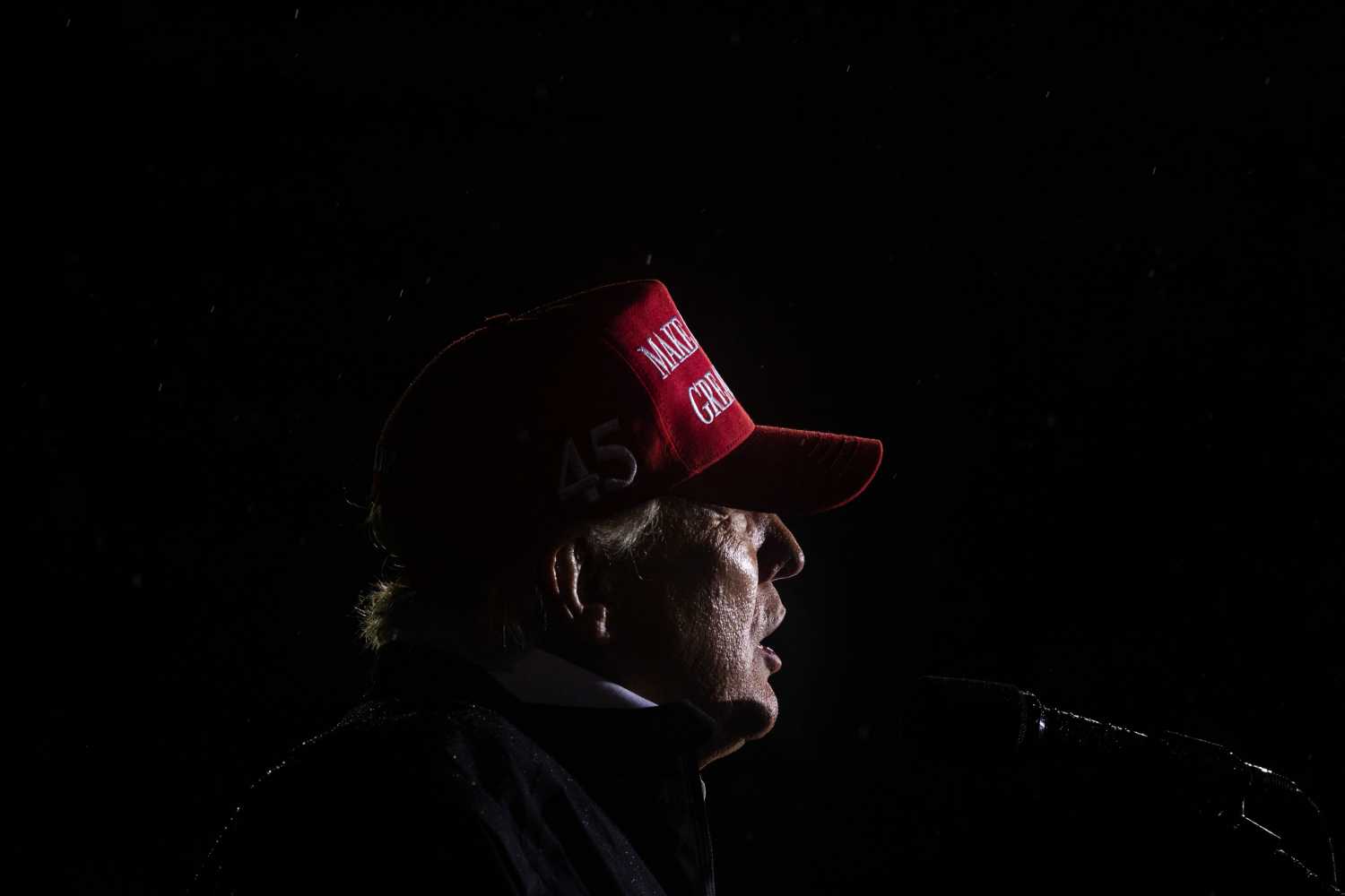 Former U.S. President Donald Trump speaks during a rally to boost Pennsylvania Republican U.S. Senate candidate Dr. Mehmet Oz (not pictured) ahead of the May 17 primary election at the Westmoreland Fairgrounds in Greensburg, Pennsylvania, U.S. May 6, 2022. REUTERS/Hannah Beier