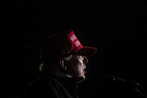 Former U.S. President Donald Trump speaks during a rally to boost Pennsylvania Republican U.S. Senate candidate Dr. Mehmet Oz (not pictured) ahead of the May 17 primary election at the Westmoreland Fairgrounds in Greensburg, Pennsylvania, U.S. May 6, 2022. REUTERS/Hannah Beier
