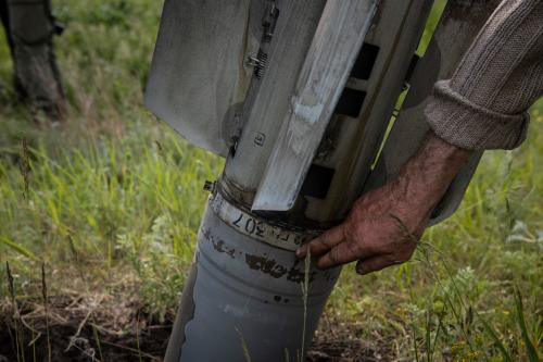A serial code of the unexploded Russian missile on the outskirt of the separatist region of Donetsk (Donbas). Ukraine's Donetsk (Donbas) region is under heavy attack from the Russian troops. The Russian invasion of Ukraine started on February 24, the war has killed thousands civilians and soldiers. (Photo by Alex Chan Tsz Yuk / SOPA Images/Sipa USA)No Use Germany.