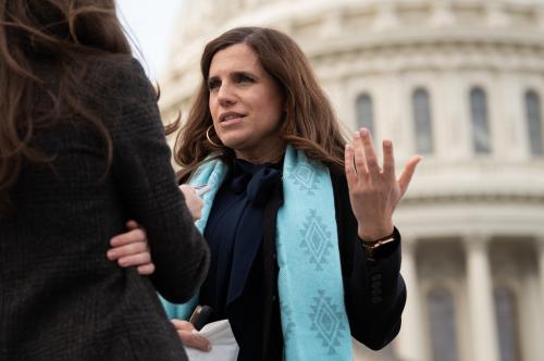 Representative Nancy Mace (R-S.C.) speaks to media at the U.S. Capitol, in Washington, D.C., on Wednesday, December 1, 2021. With a government shutdown approaching on Friday, Congress is working to put together a short-term spending compromise while Democrats continue to negotiate President Biden's Build Back Better agenda in a hectic December on the Hill. (Graeme Sloan/Sipa USA)No Use Germany.