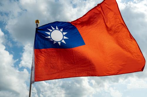 Taiwan Flag, Taipei, Taiwan. (Photo by Jose Lopes Amaral/NurPhoto)NO USE FRANCE