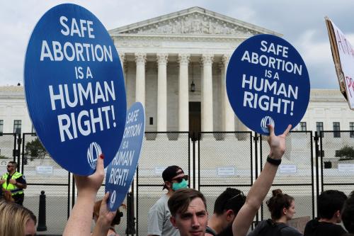 Abortion rights demonstrators protest outside the United States Supreme Court as the court rules in the Dobbs v Women's Health Organization abortion case, overturning the landmark Roe v Wade abortion decision in Washington, U.S., June 24, 2022. REUTERS/Jim Bourg