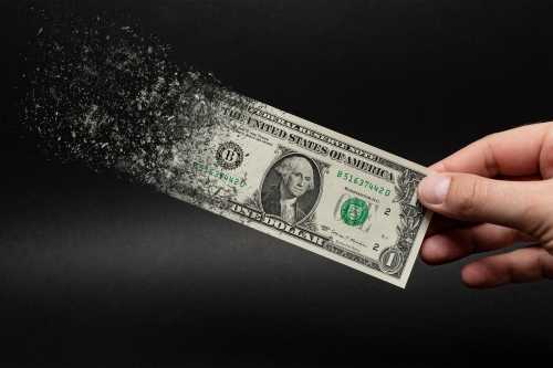 A dollar turning into dust.