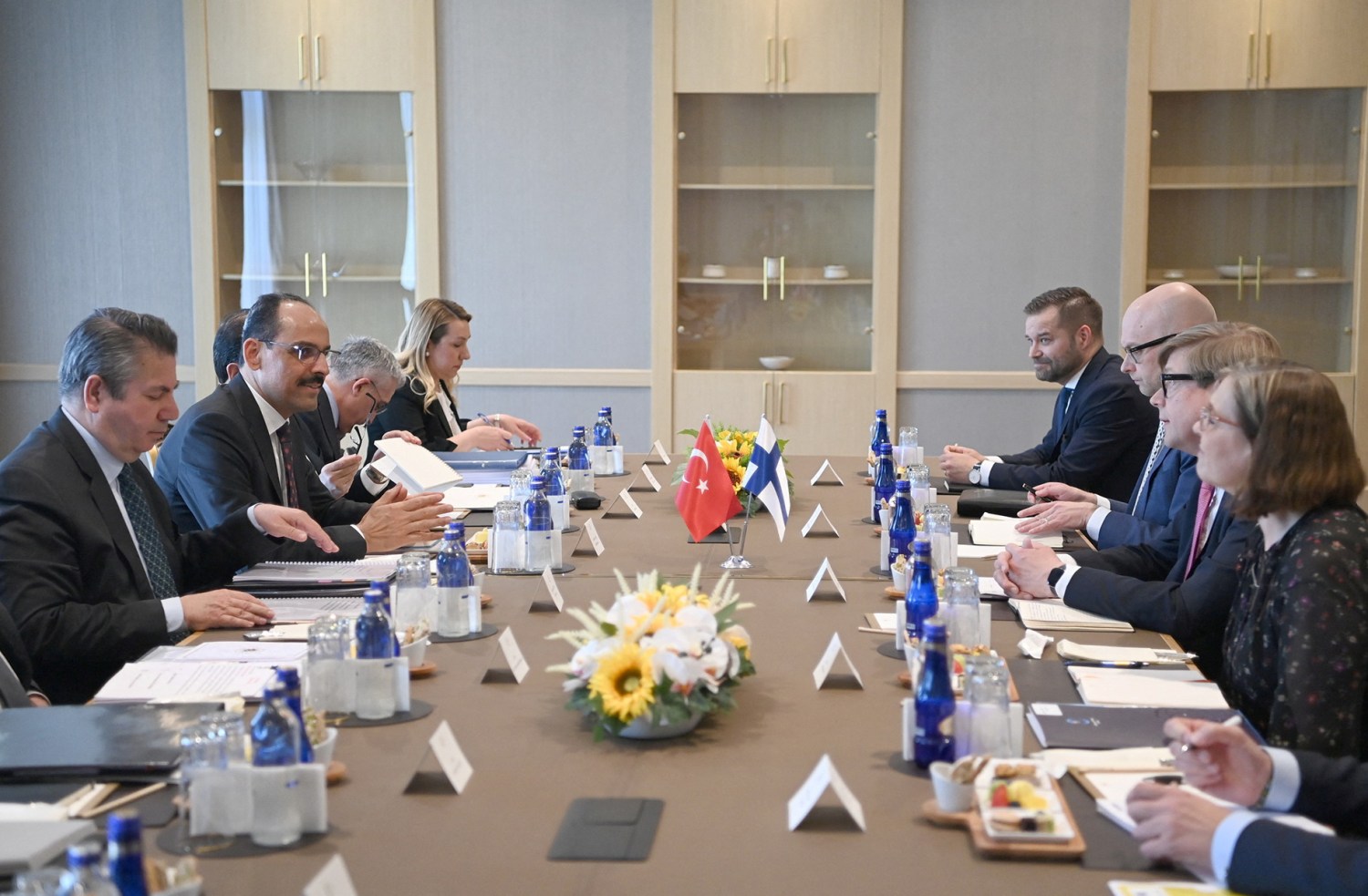 Ibrahim Kalin, Turkish President Tayyip Erdogan's spokesman and chief foreign policy adviser, meets with Finnish delegation led by the State Secretary at the Ministry of Foreign Affairs Jukka Salovaara, amid Russia's invasion of Ukraine, in Ankara, Turkey May 25, 2022. Presidential Press Office/Handout via REUTERS