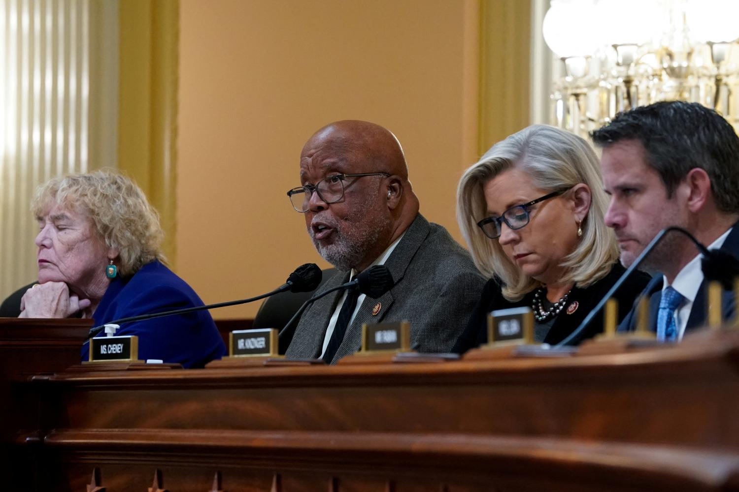 FILE PHOTO: Chairperson U.S. Representative Bennie Thompson (D-MS) speaks as members of the U.S. House Select Committee to Investigate the January 6th Attack on the U.S. Capitol listen before a vote to approve a report recommending the U.S. House of Representatives cite Jeffrey Clark for criminal contempt of Congress during a meeting on Capitol Hill in Washington, U.S. December 1, 2021. REUTERS/Elizabeth Frantz/File Photo