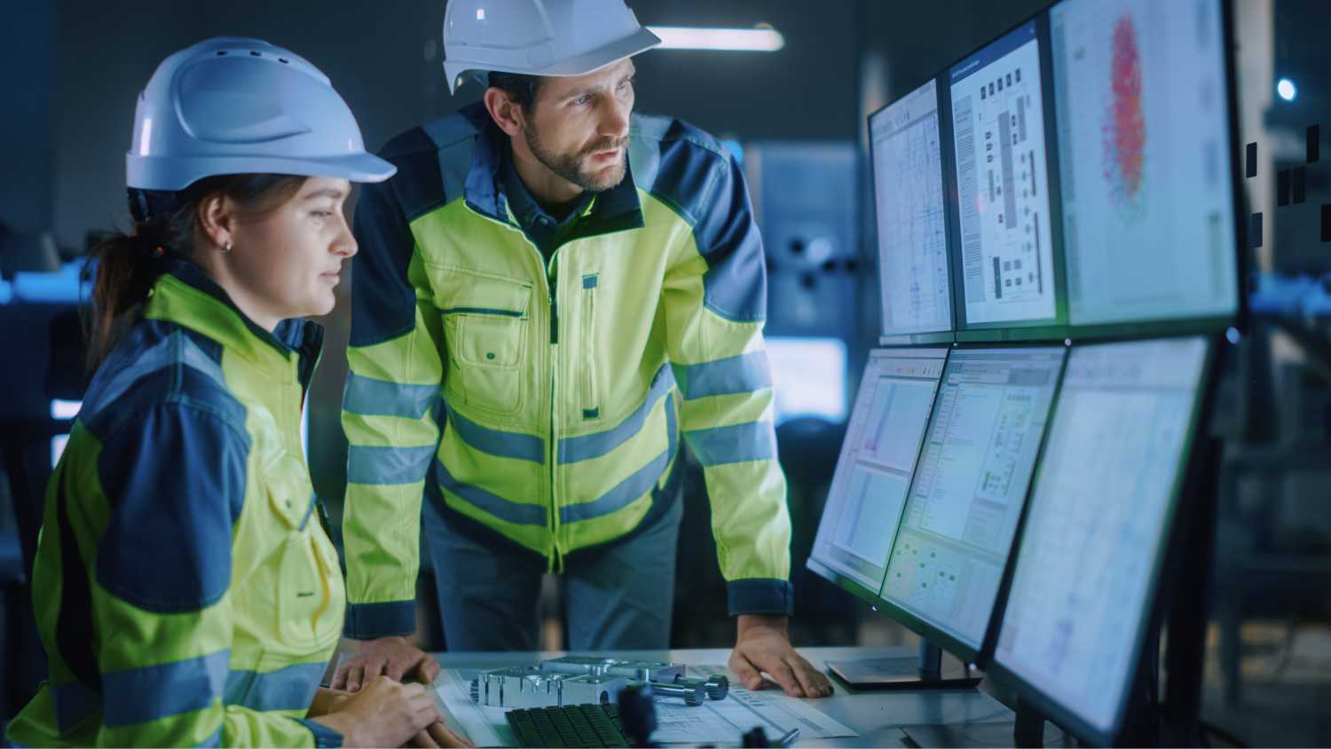 Workers looking at computer