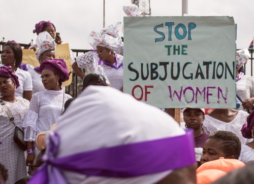 Women from different NGOs hold a rally to mark International Women's Day in Nigeria