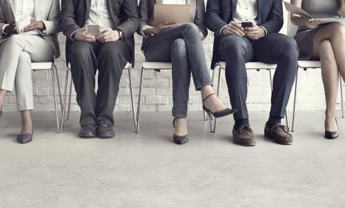 Candidates sitting in waiting room