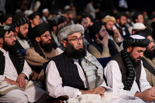 Afghan Taliban's Minister of Virtue and Vice Sheikh Mohammad Khalid attends the death anniversary of Mullah Mohammad Omar, the late leader and founder of the Taliban in Kabul, Afghanistan, April 24, 2022. REUTERS/Ali Khara