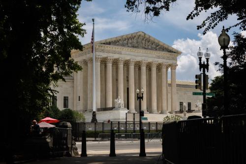 The Supreme Court in Washington, D.C. is seen from the grounds of the U.S. Capitol on July 13, 2022. (Photo by Bryan Olin Dozier/NurPhoto)NO USE FRANCE