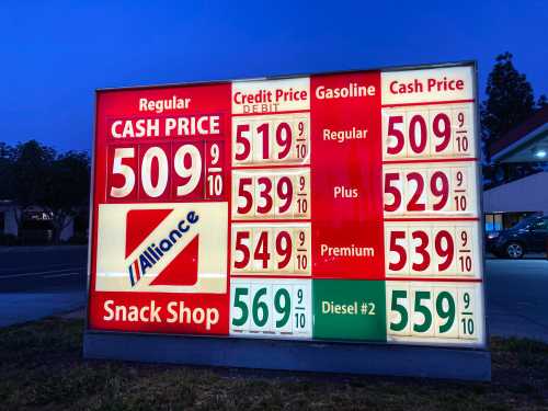 Sign showing high gas prices