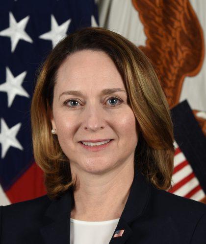 Dr. Kathleen Hicks Deputy Secretary of Defense, poses for her official portrait in the Army portrait studio at the Pentagon in Arlington, Va., Feb. 12, 2021. (U.S. Army photo by Leonard Fitzgerald)
