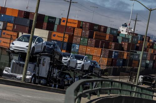Shipping containers are seen at a terminal inside the Port of Oakland as independent truck driver continue protesting against California's new law known as AB5, in  Oakland, California, U.S., July 21, 2022. REUTERS/Carlos Barria