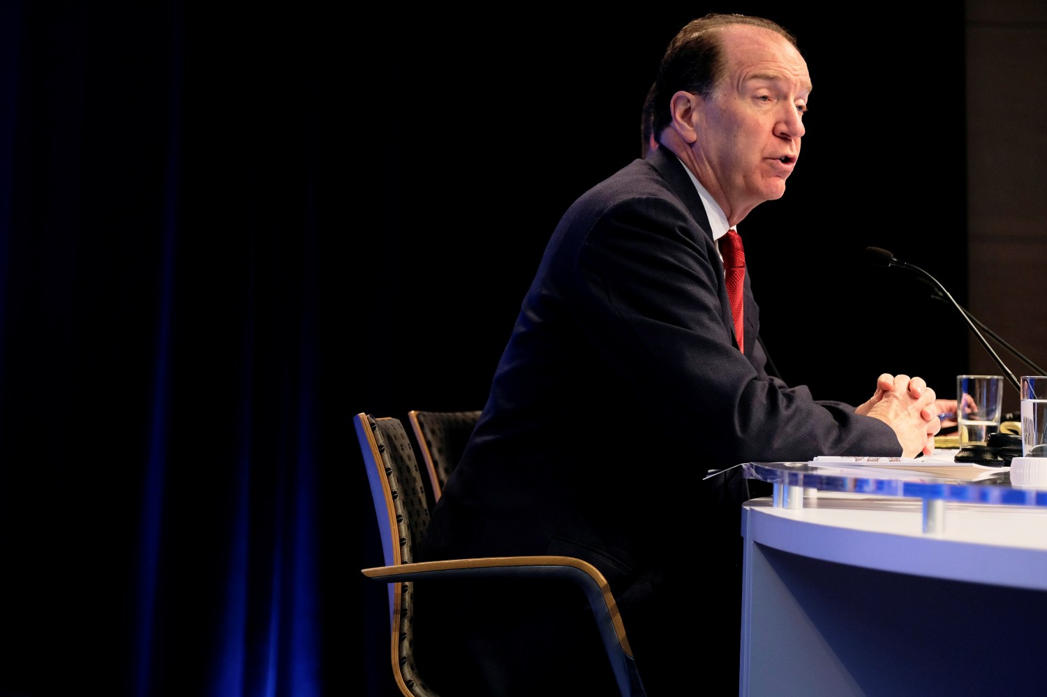 World Bank President David Malpass speaks during a news conference at the Spring Meetings of the World Bank Group and IMF in Washington, U.S., April 11, 2019. REUTERS/James Lawler Duggan