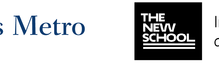 Brookings Metro logo, The New School Institute on Race, Power and Political Economy logo