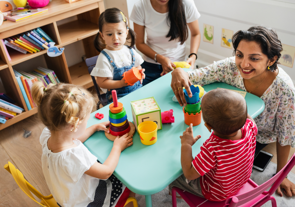 daycare teacher with children