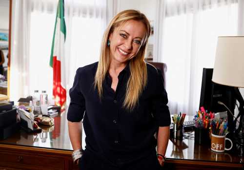 Giorgia Meloni, leader of far-right Fratelli d'Italia party, poses for a picture after an interview with Reuters, in Rome, Italy, August 24, 2022. REUTERS/Yara Nardi