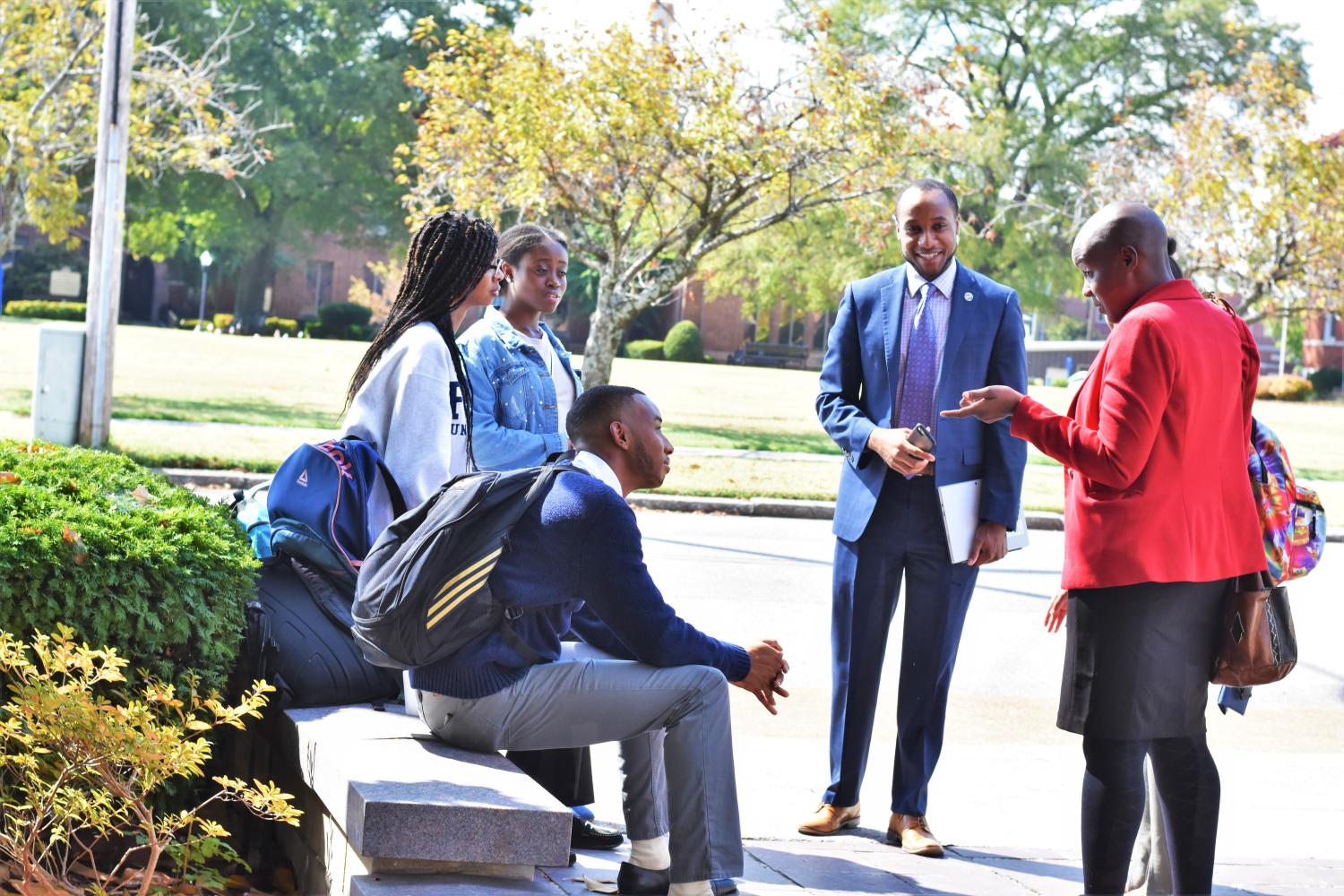 Fisk University students conversing on campus