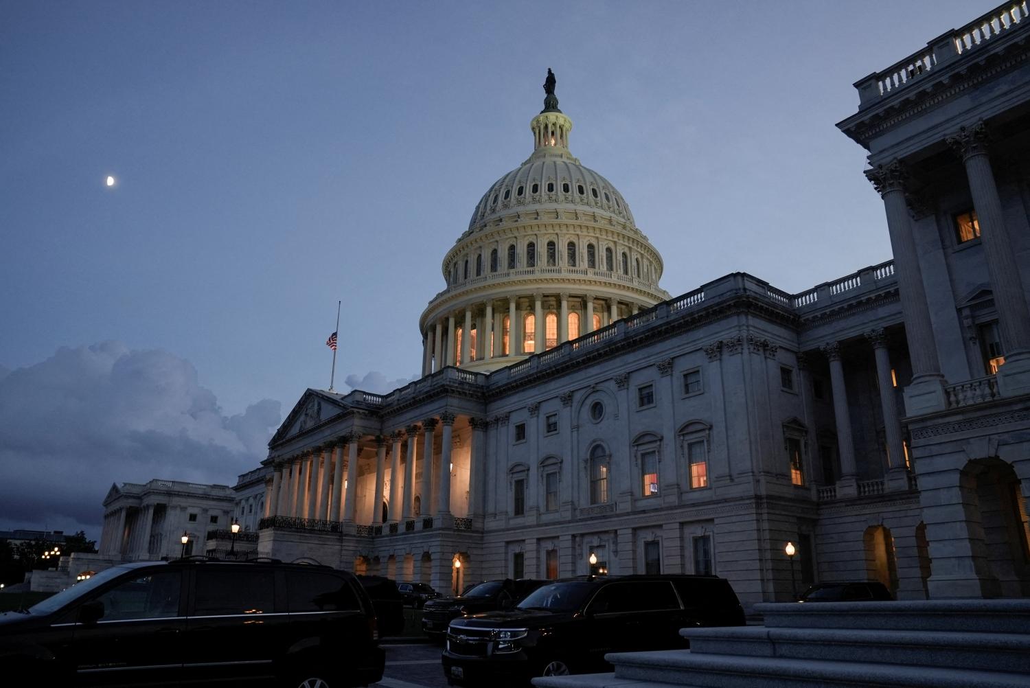 A general view of the U.S. Capitol after United States Vice President Kamala Harris, voted on the Senate floor to break the 50-50 tie to proceed to the Inflation Reduction Act on Capitol Hill in Washington, D.C., U.S. August 6, 2022. REUTERS/Ken Cedeno