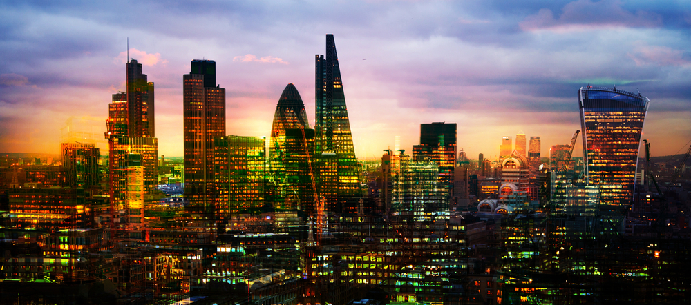 City,Of,London,At,Sunset,,Multiple,Exposure,Image,With,Night