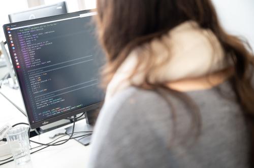 20 January 2021, Baden-Wuerttemberg, Tübingen: A researcher works on a code in the AI Research Buildung at the University of Tübingen, which is part of the "Cyber Valley". This is where the "Machine Learning" Cluster of Excellence of the Department of Computer Science of the Faculty of Mathematics and Natural Sciences is located. (to dpa "Artificial intelligence is booming and the southwest is setting the pace") Photo: Sebastian Gollnow/dpa