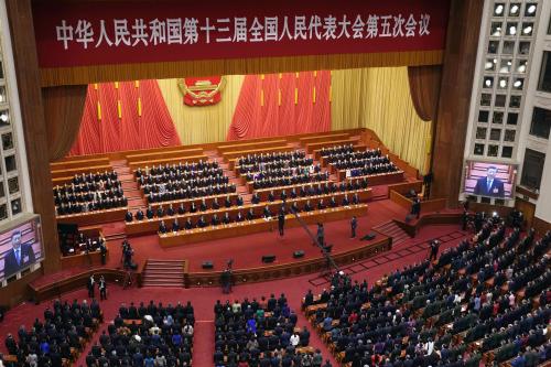 The closing ceremony of the Chinese National People's Congress is held at the Great Hall of the People in Beijing on March 11, 2022. (Kyodo)==KyodoNO USE JAPAN