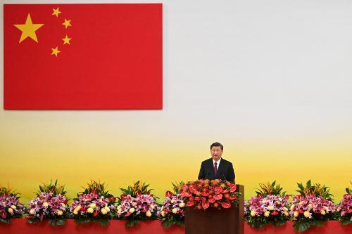 FILE PHOTO: China's President Xi Jinping gives a speech following a swearing-in ceremony to inaugurate the city's new leader and government in Hong Kong, China, July 1, 2022, on the 25th anniversary of the city's handover from Britain to China.  Selim Chtayti/Pool via REUTERS/File Photo