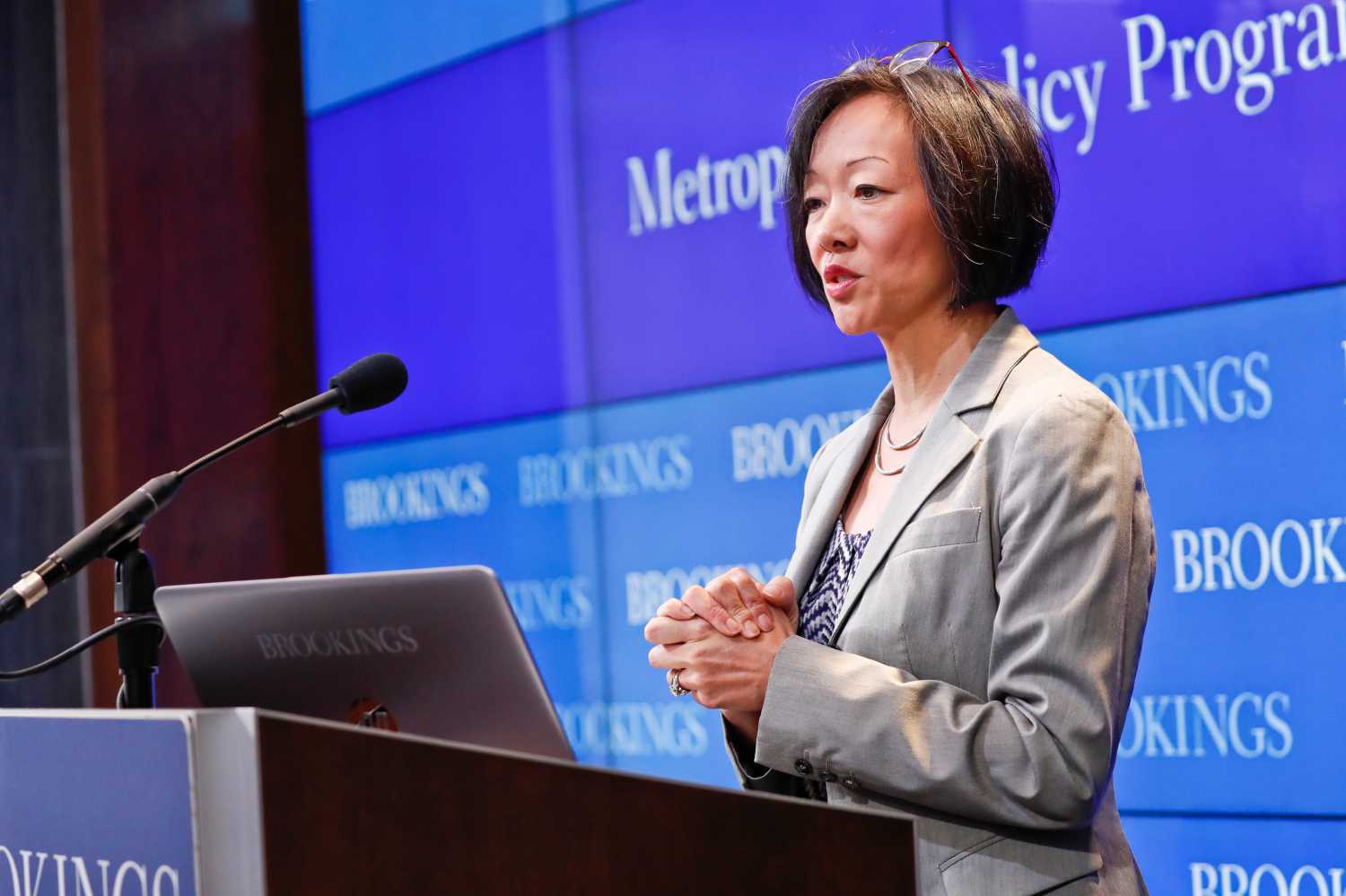Amy Liu speaking at the Brookings Institution