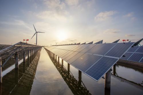 Solar panels and wind turbines